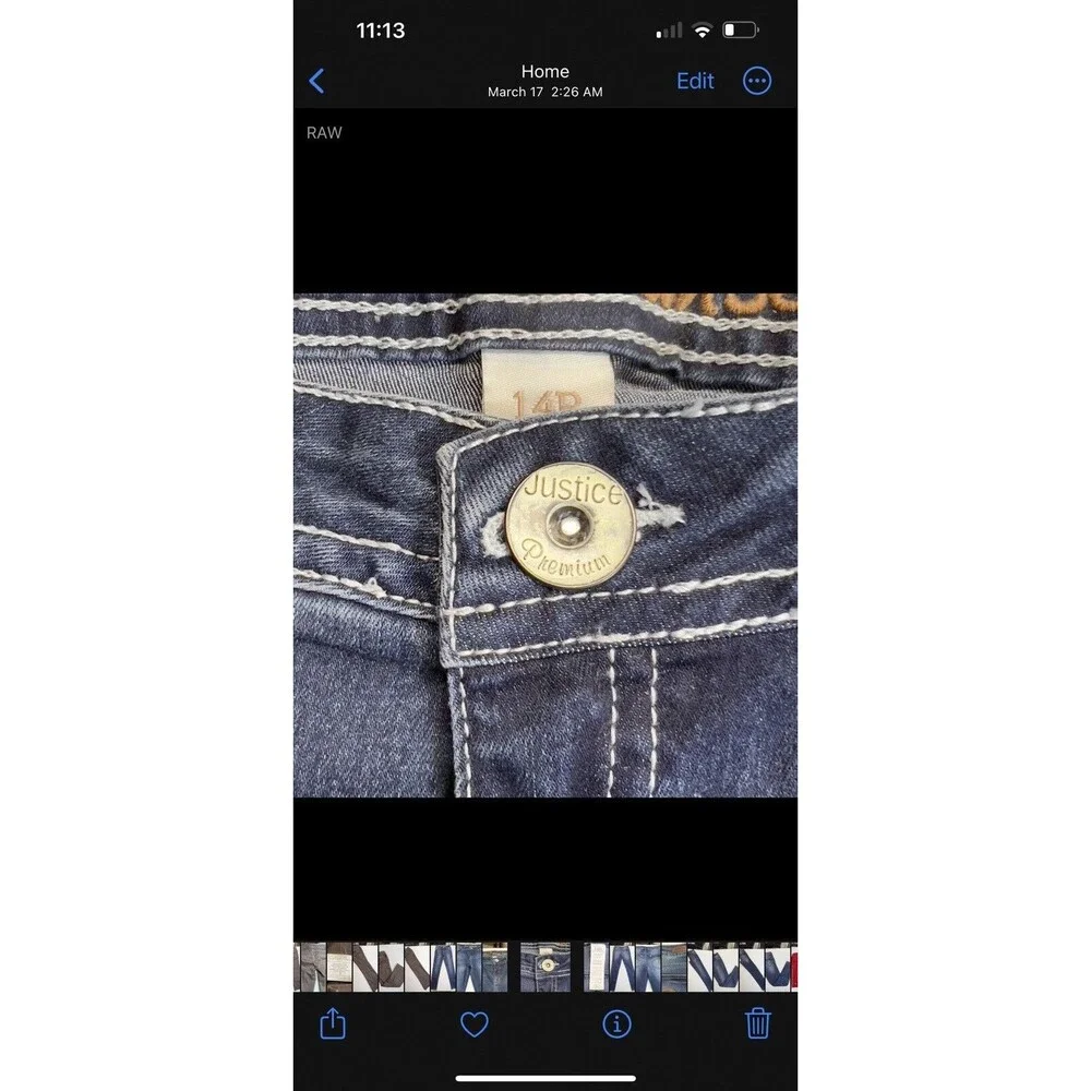 Justice Premium Girls Denim Blue Jeans Simply Low Super Skinny‎ Size 14R